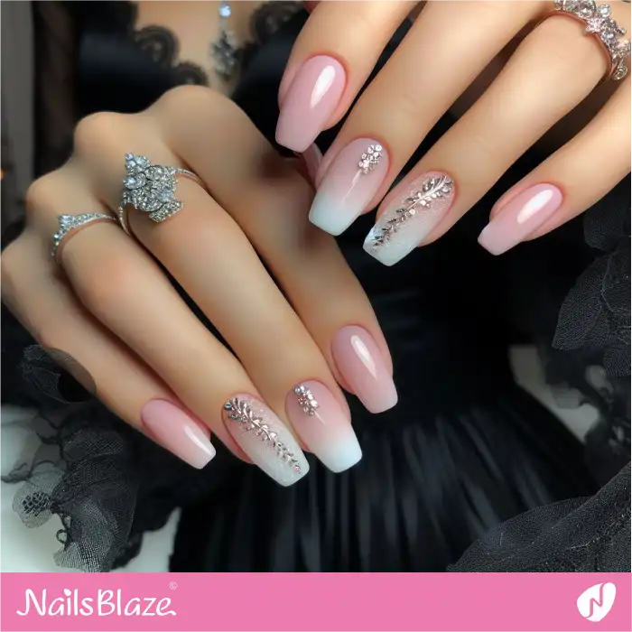 Embellished Baby Boomer Nails | Classy Nails - NB4226